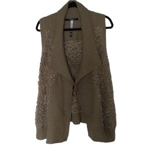 KENSIE Nordstrom Women’s Bobble Knit Faux Shearling Open Draped Vest Size M